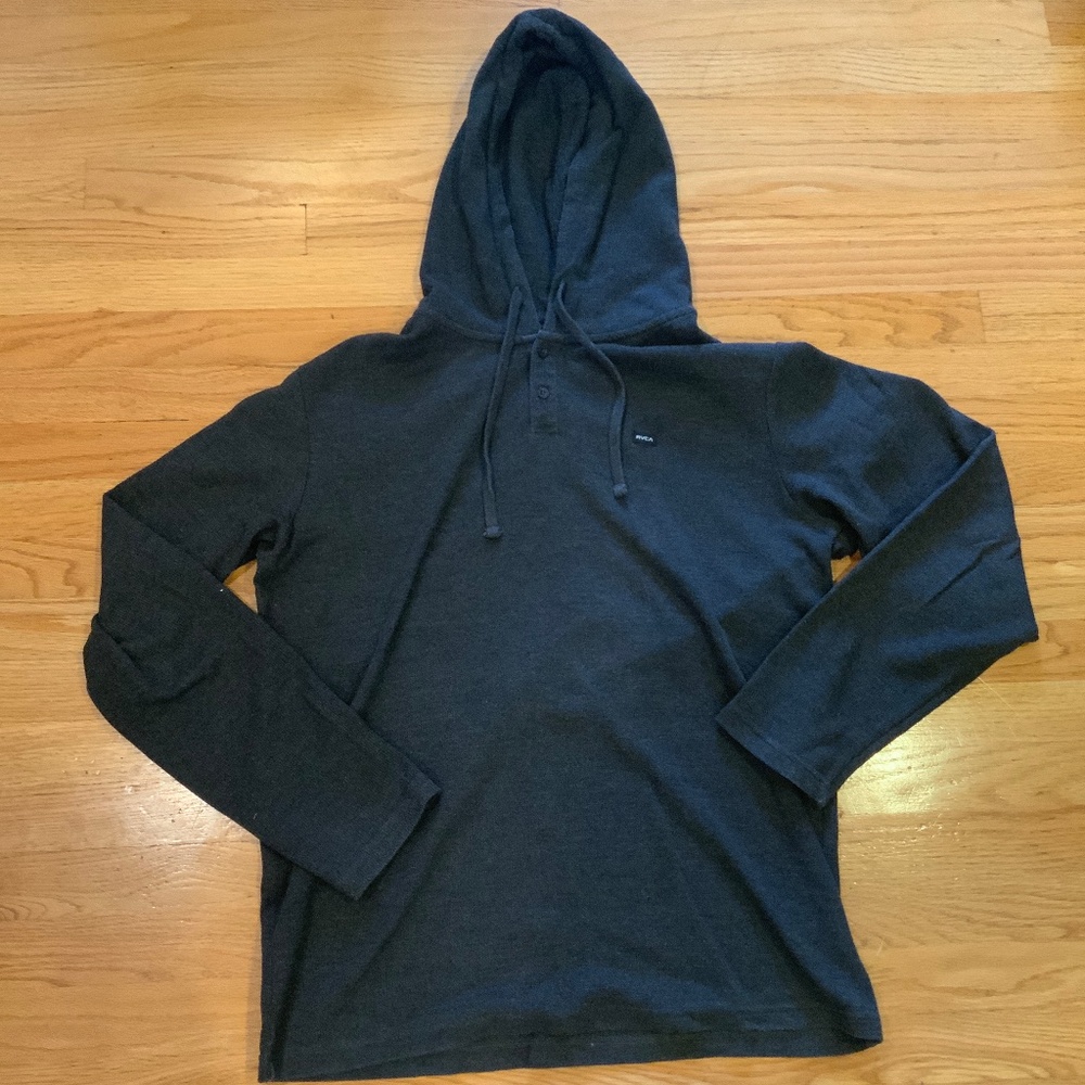 Men’s RVCA Knit Button Hoodie Dark Grey XL Great Condition